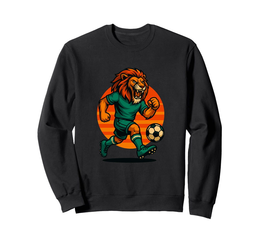 Funny Lion Soccer Sports Sweatshirt - Fun Novelty Design Unisex