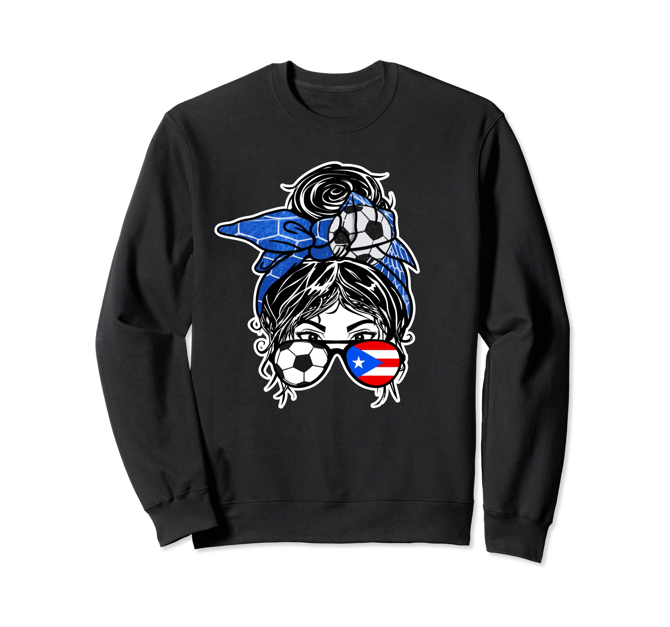 Messy Bun Hair Puerto Rican Sweatshirt - Fun Novelty Design Men Women
