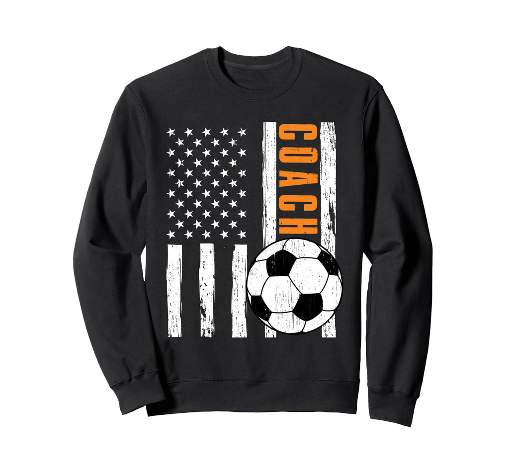 Usa Flag Soccer Coach Funny Sweatshirt - Minimalist Print for Adults