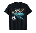 Raccoon Soccer Goalie Diving Save T-Shirt - Trendy Graphic for Adults