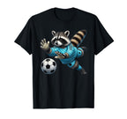 Raccoon Soccer Goalie Diving Save T-Shirt - Trendy Graphic for Adults