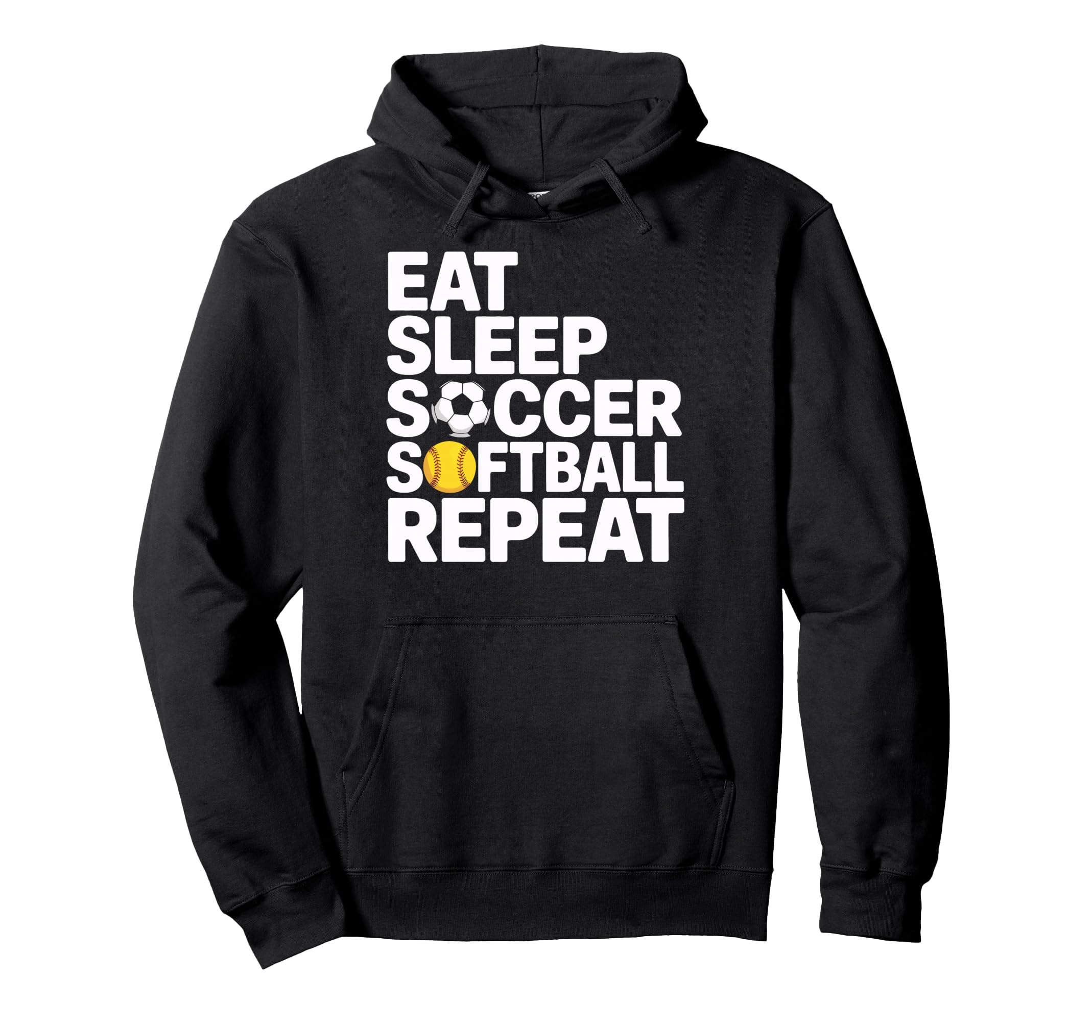 Soccer Softball Repeat Eat Sleep Hoodie - Custom Art Print Unisex