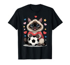 Kawaii Soccer Cat Just Who Loves T-Shirt - Casual Everyday Wear for Adults