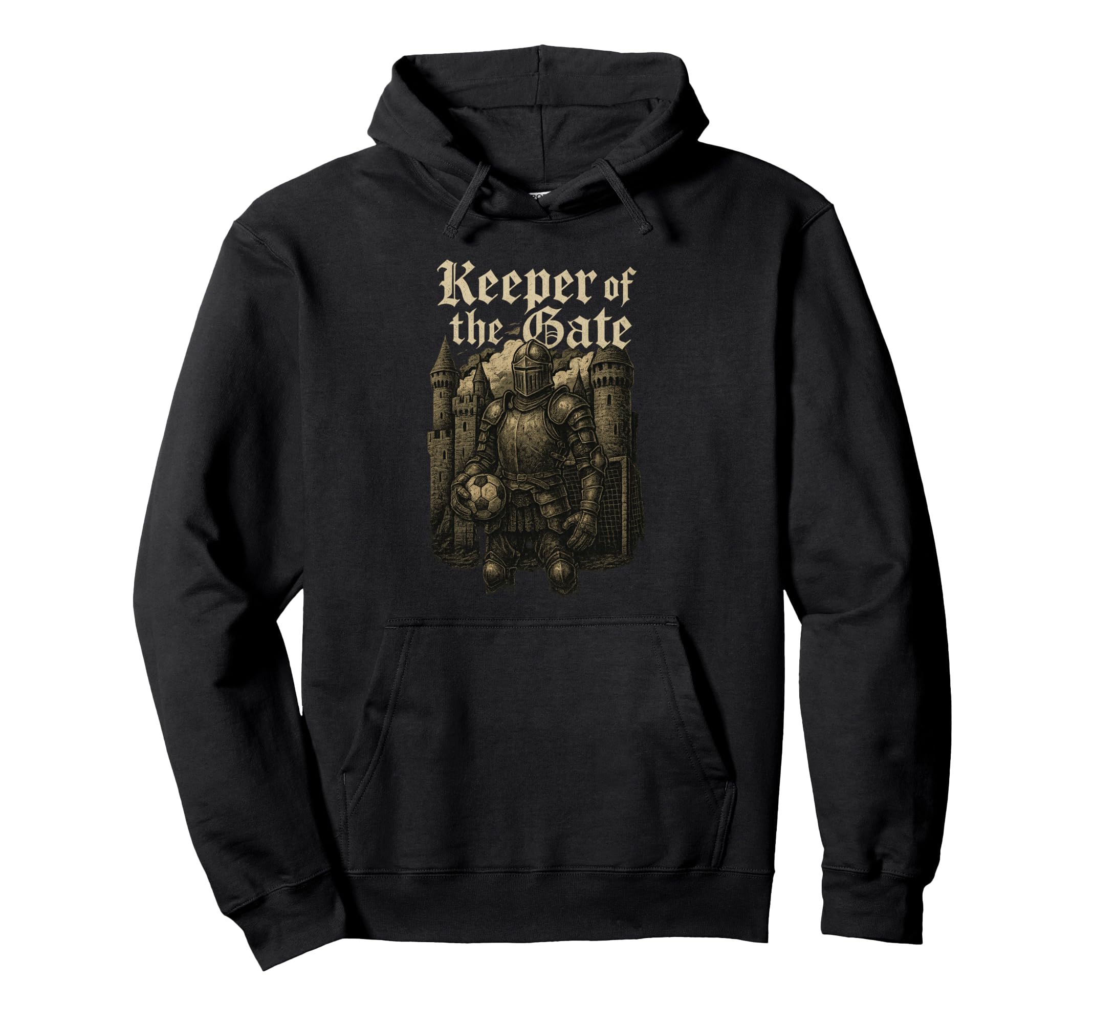 Funny Soccer Net Goalie Knight Hoodie - Graphic Print for Adults