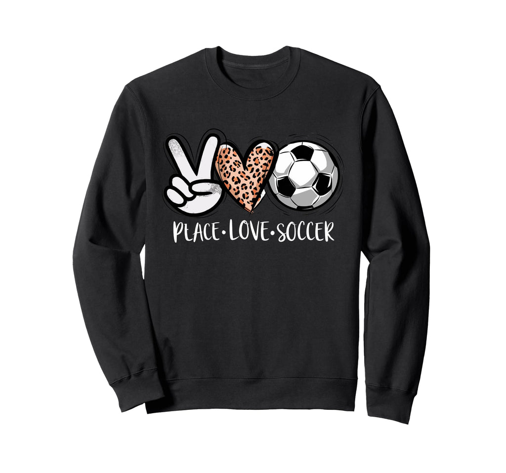 Peace Love Soccer Leopard Sport Sweatshirt - Graphic Print Men Women