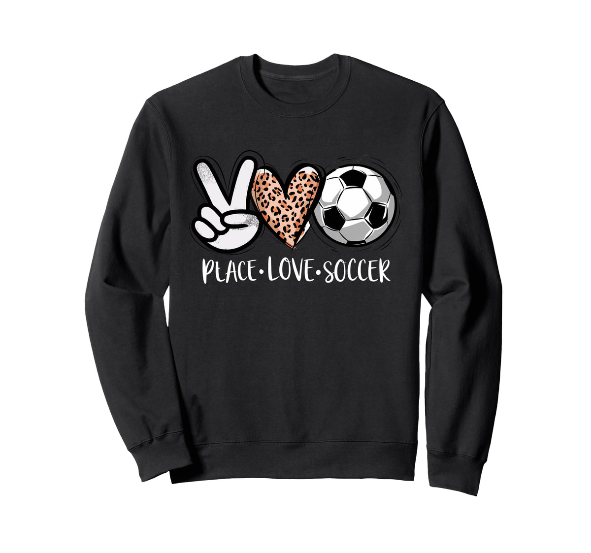 Peace Love Soccer Leopard Sport Sweatshirt - Graphic Print Men Women
