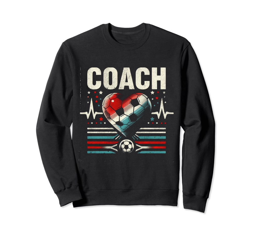 Soccer Coach Training Heart Beat Sweatshirt - Graphic Print for Adults