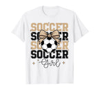 Groovy Soccer Coquette Bow Soccer T-Shirt - Casual Everyday Wear Unisex