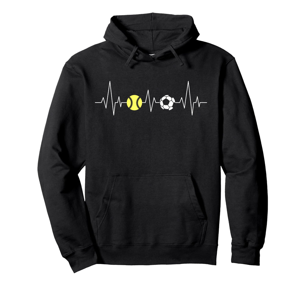 Soccer Softball Heartbeat Funny Sport Hoodie - Novelty Apparel Unisex
