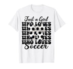 Just Who Loves Soccer Coquette Bow T-Shirt - Aesthetic Graphic for Adults