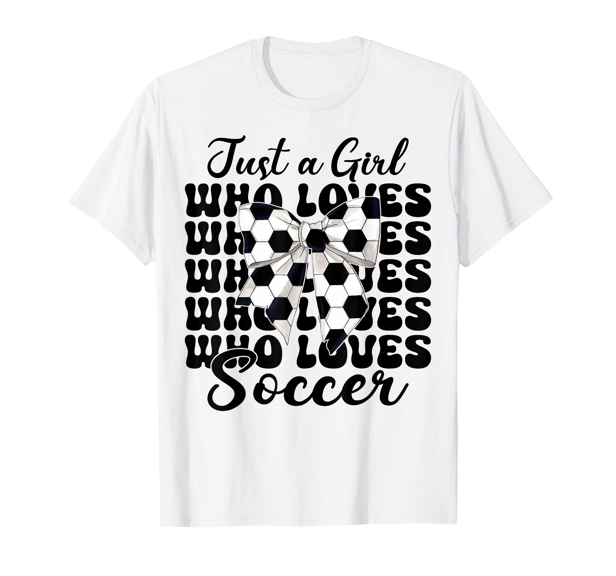 Just Who Loves Soccer Coquette Bow T-Shirt - Aesthetic Graphic for Adults