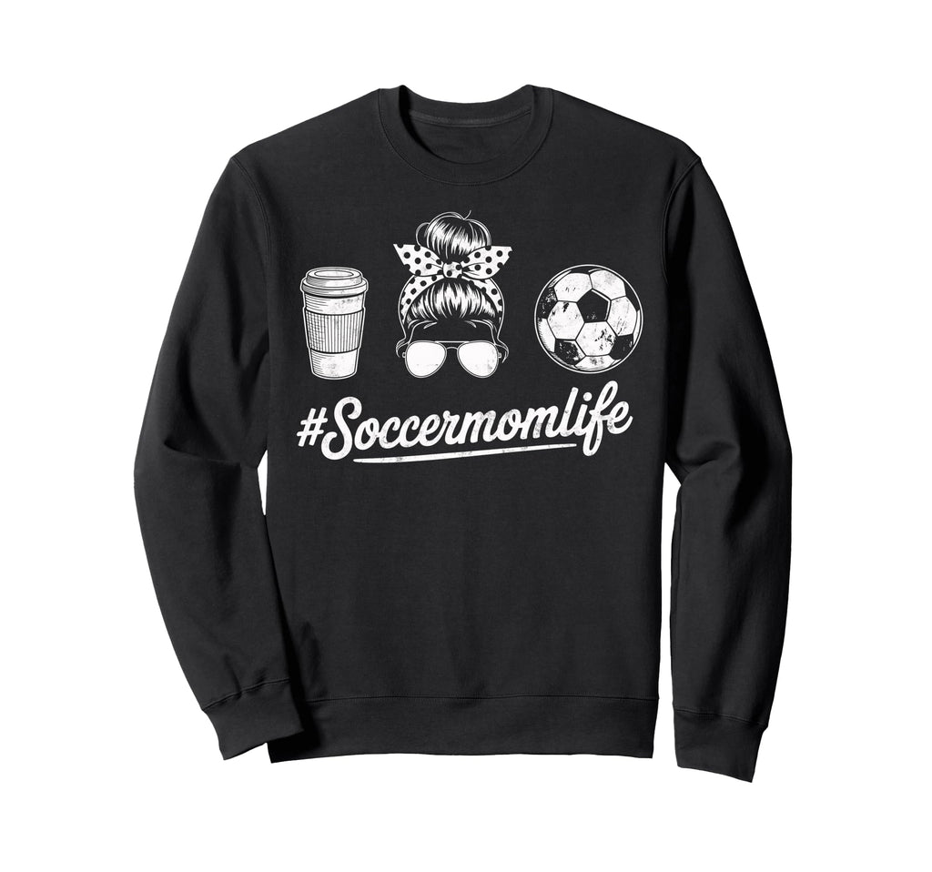 Soccermomlife Soccer Mom Messy Bun Sweatshirt - Novelty Apparel Unisex