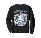 Soccer Player Bunny Rabbit Kickin It Sweatshirt - Custom Art Print Unisex