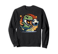 T Rex Dinosaur Kicking Soccer Ball Sweatshirt - Custom Art Print Men Women