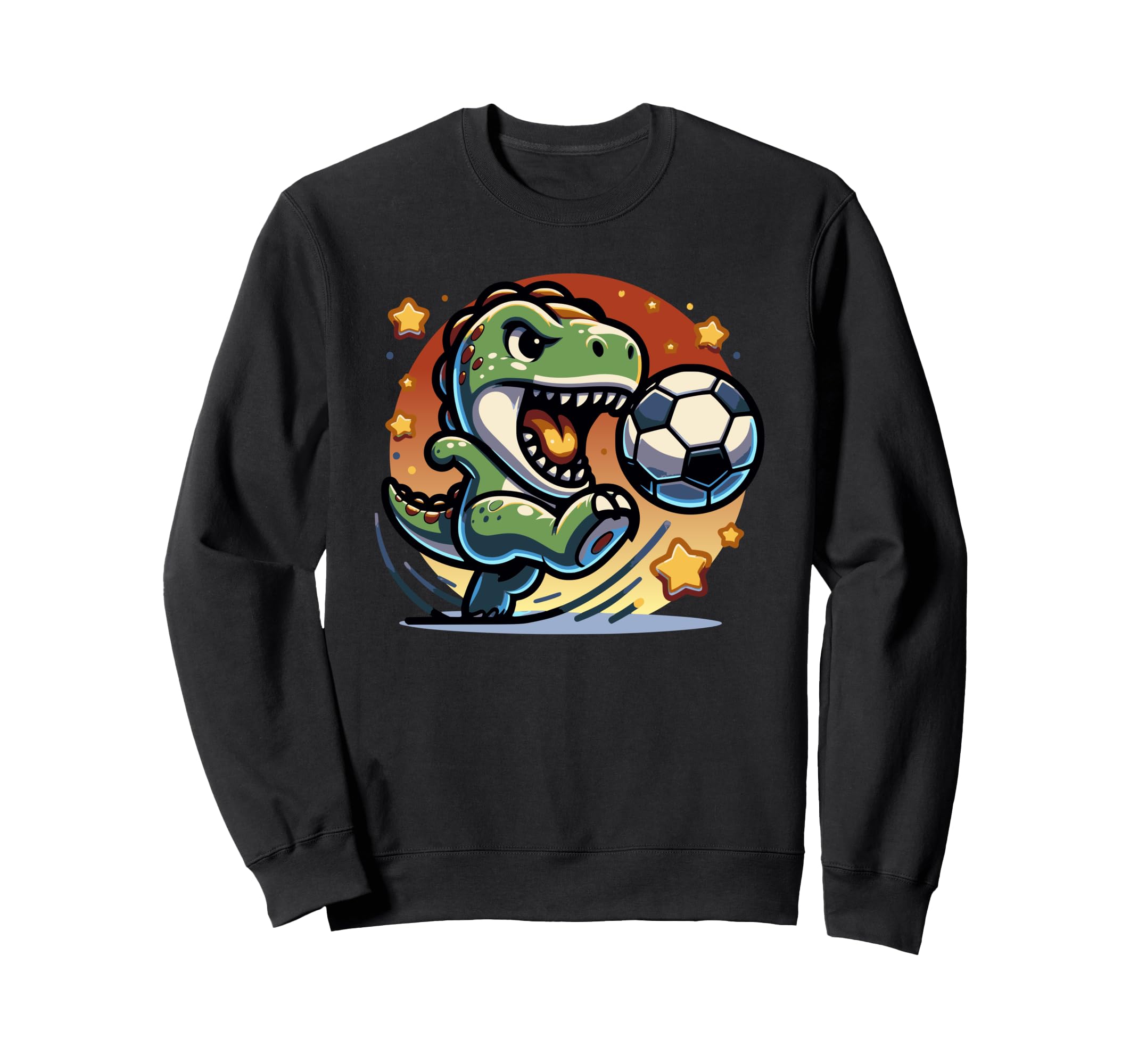 T Rex Dinosaur Kicking Soccer Ball Sweatshirt - Custom Art Print Men Women