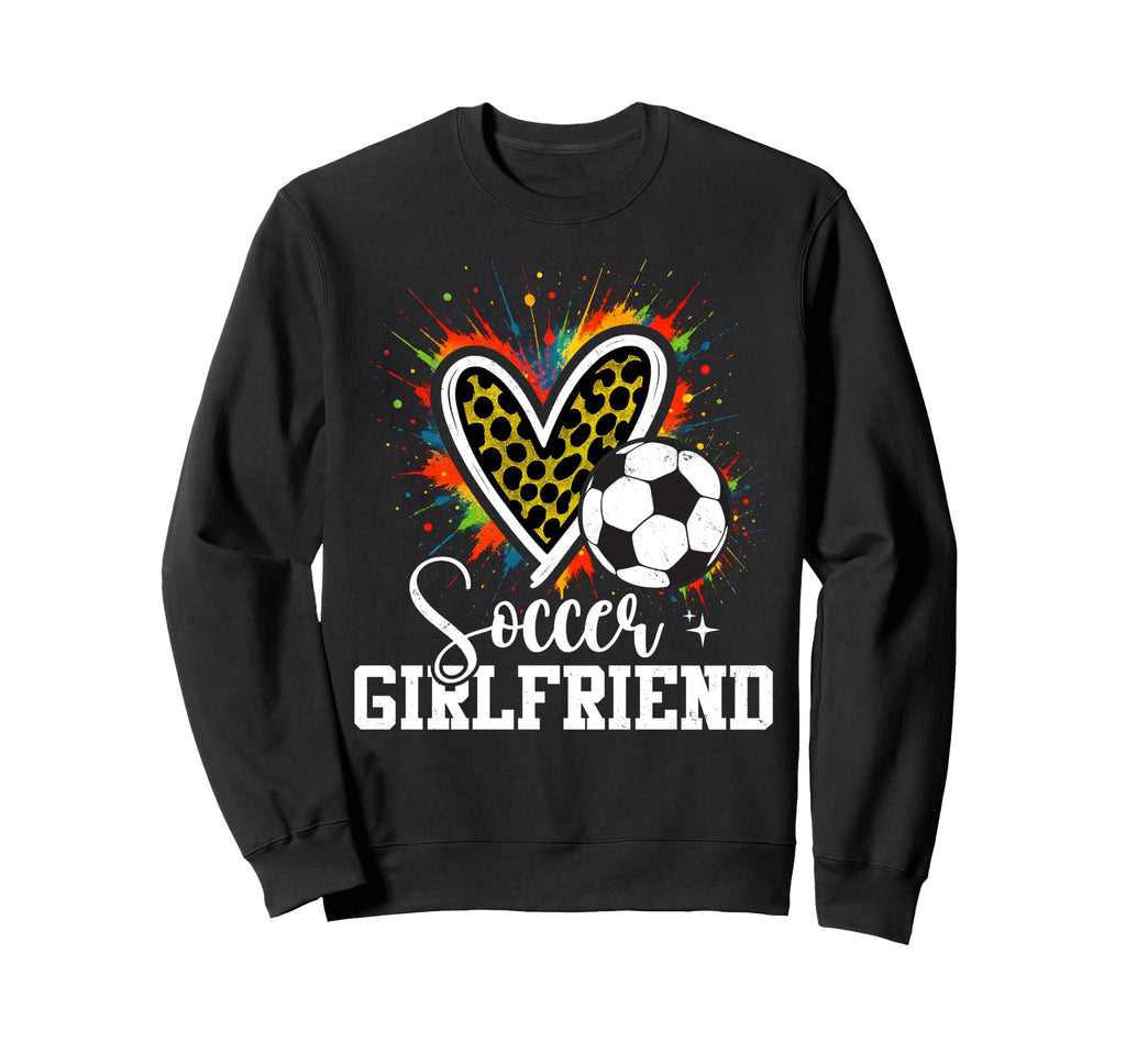 Soccer Girlfriend Leopard Heart Colorful Sweatshirt - Graphic Print Unisex
