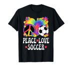 Peace Love Soccer Lover 60S 70S Hippie T-Shirt - Trendy Graphic Unisex