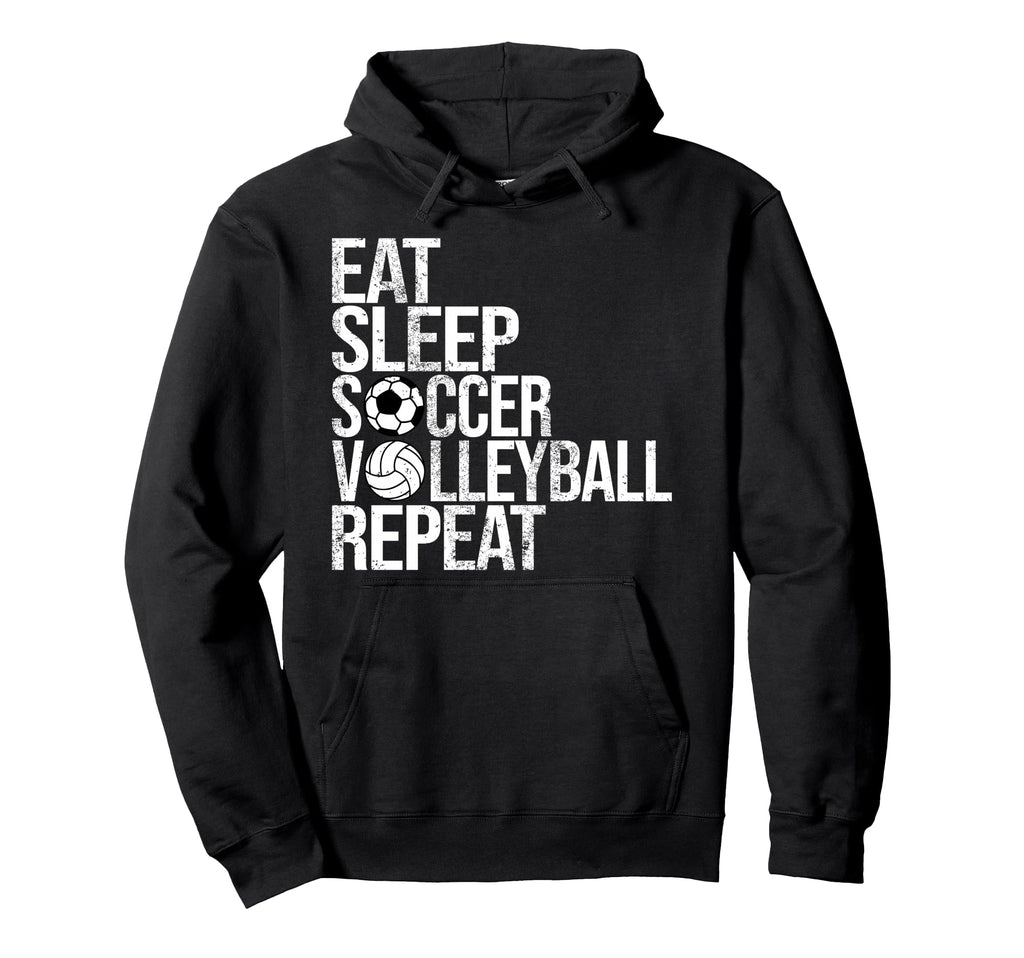 Eat Sleep Soccer Volleyball Repeat Hoodie - Trendy Graphic for Adults
