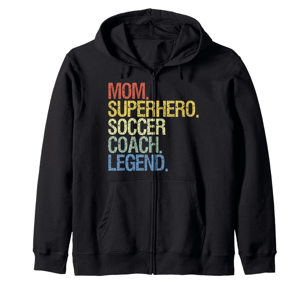 Mom Superhero Soccer Coach Legend T-Shirt - Casual Everyday Wear for Adults