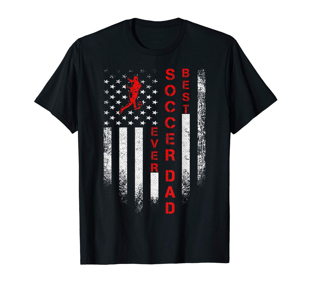 Usa American Flag Best Soccer Dad Ever T-Shirt - Novelty Apparel Unisex