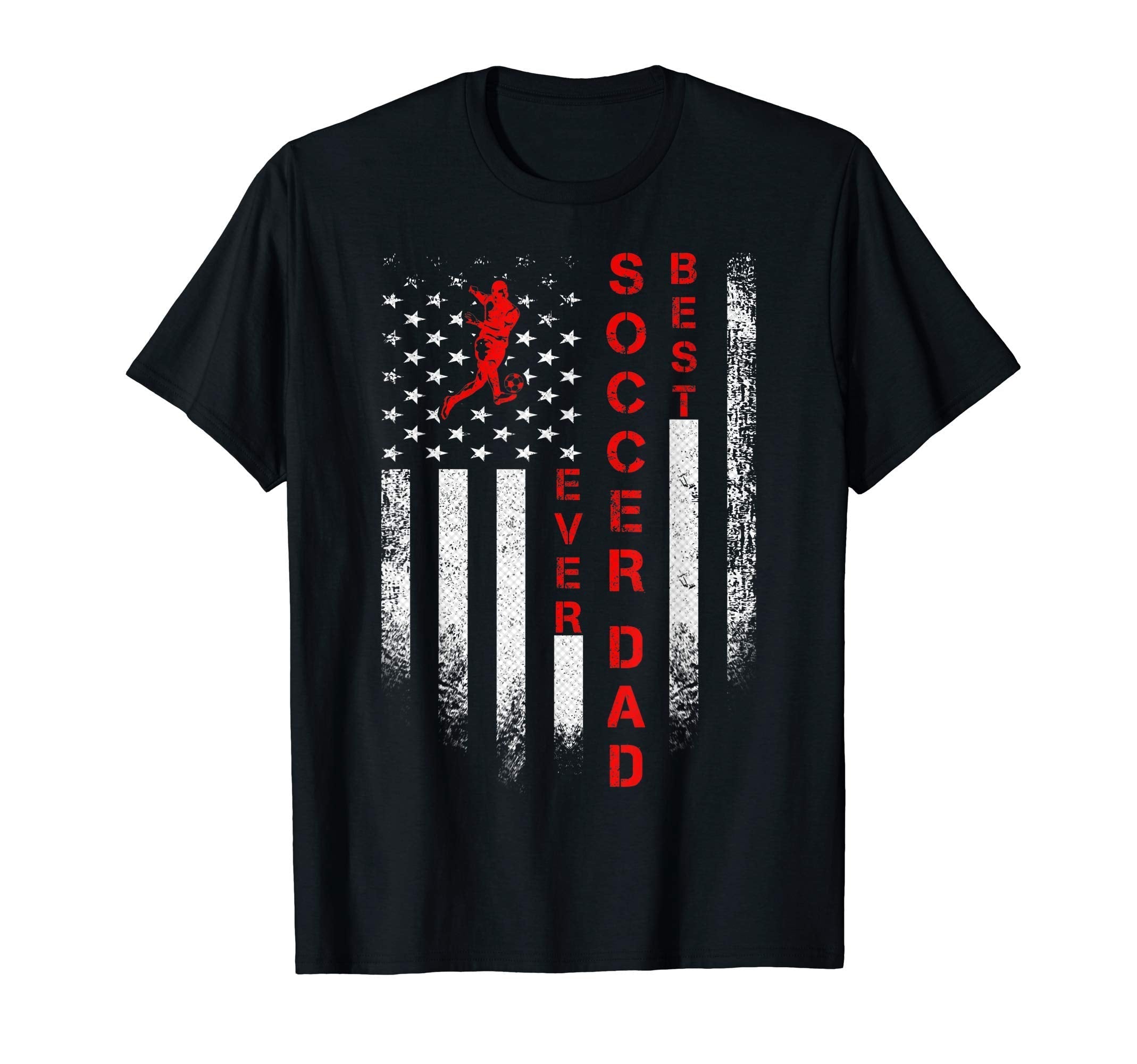 Usa American Flag Best Soccer Dad Ever T-Shirt - Novelty Apparel Unisex