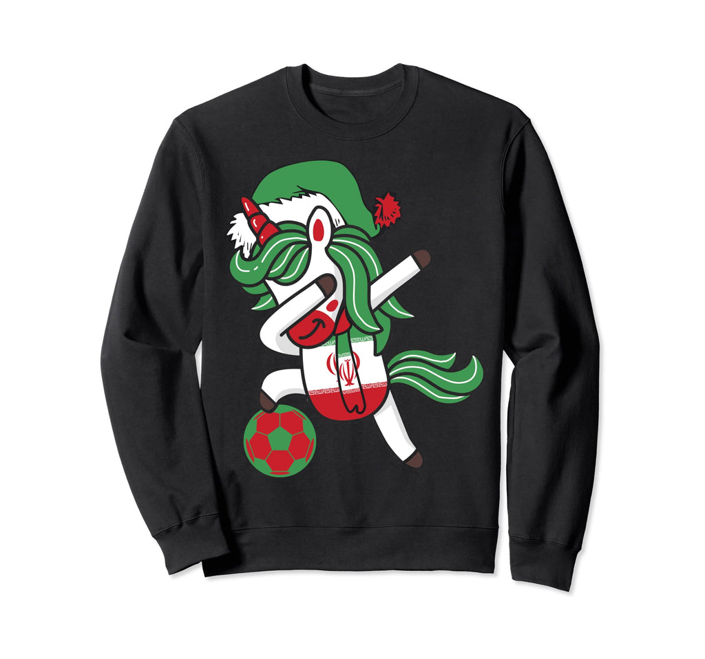 Soccer Dabbing Unicorn Hat Iran Sweatshirt - Unique Graphic for Adults