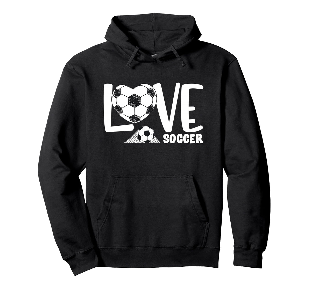 Love Soccer Player Ball And Goal Net Hoodie - Trendy Graphic Unisex