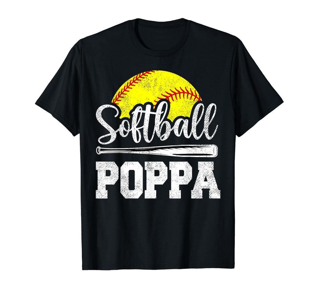 Softball Poppa Softball Player T-Shirt - Fun Novelty Design for Adults