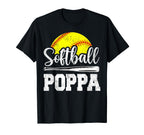Softball Poppa Softball Player T-Shirt - Fun Novelty Design for Adults