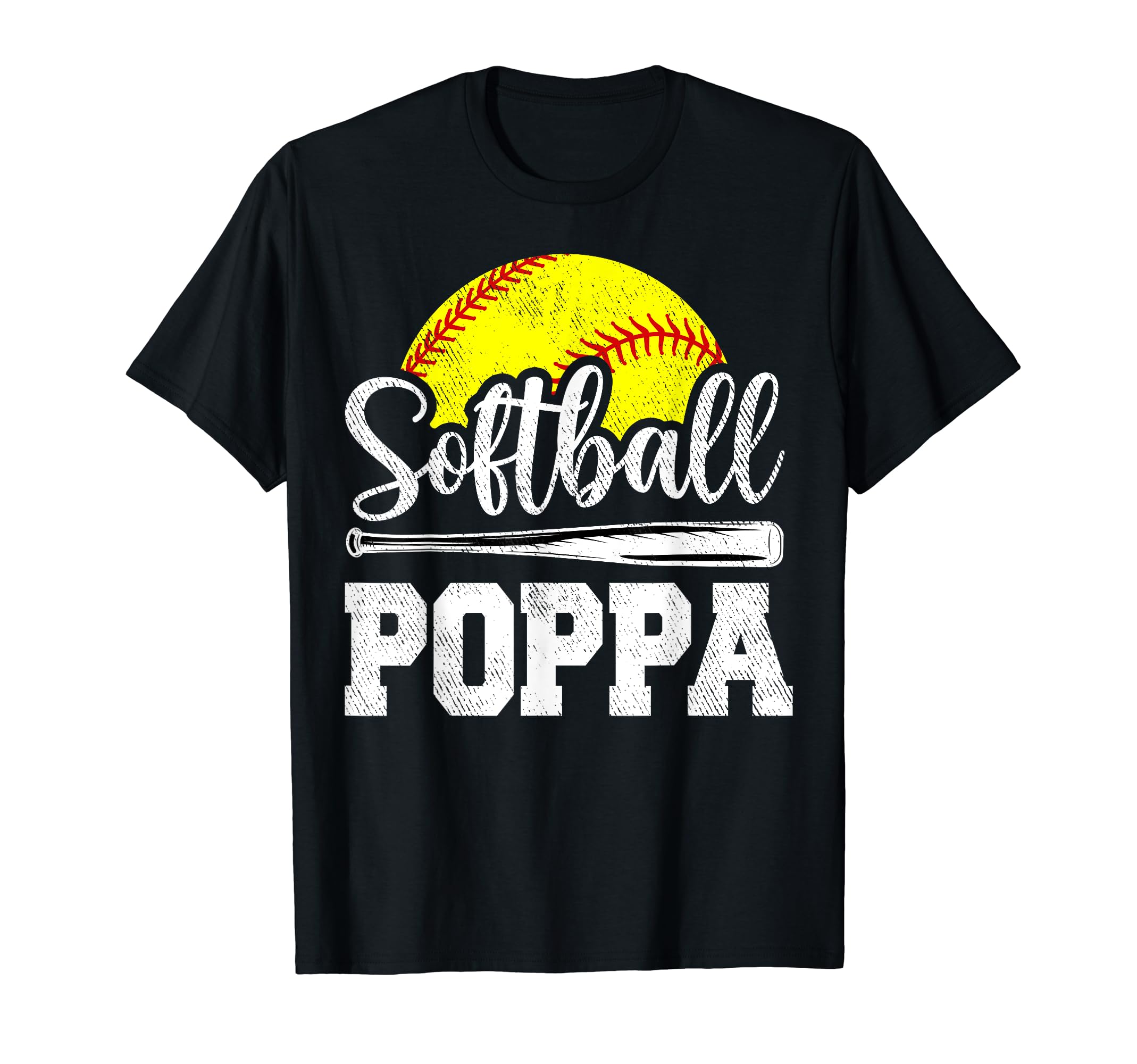 Softball Poppa Softball Player T-Shirt - Fun Novelty Design for Adults