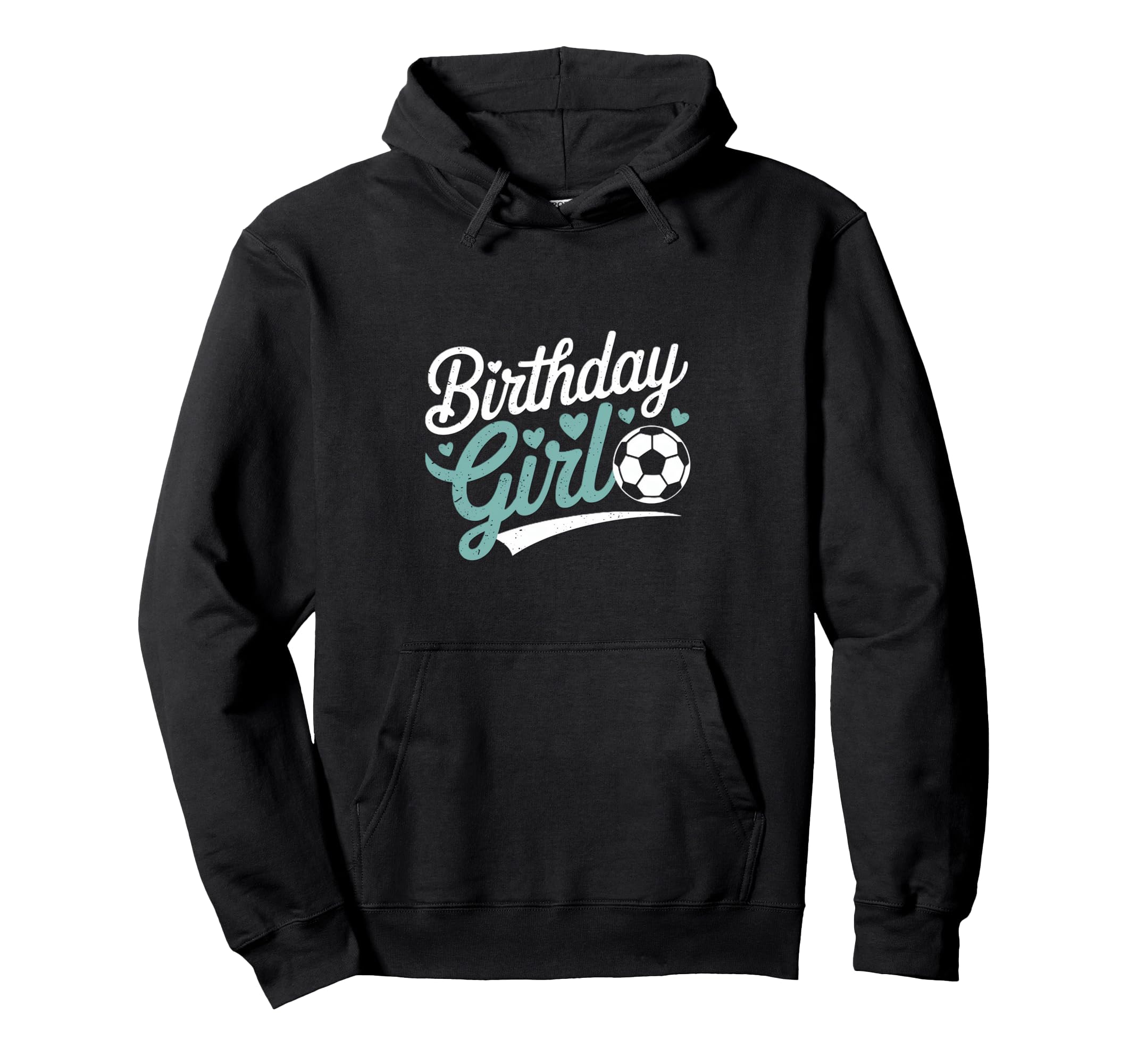 Birthday Soccer Hearts Fun Celebration Hoodie - Graphic Print for Adults