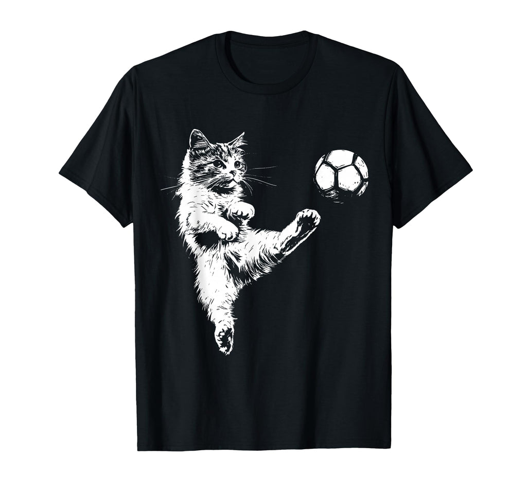 Funny Cat Soccer Ball T-Shirt - Unique Graphic Unisex