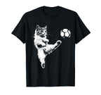 Funny Cat Soccer Ball T-Shirt - Unique Graphic Unisex