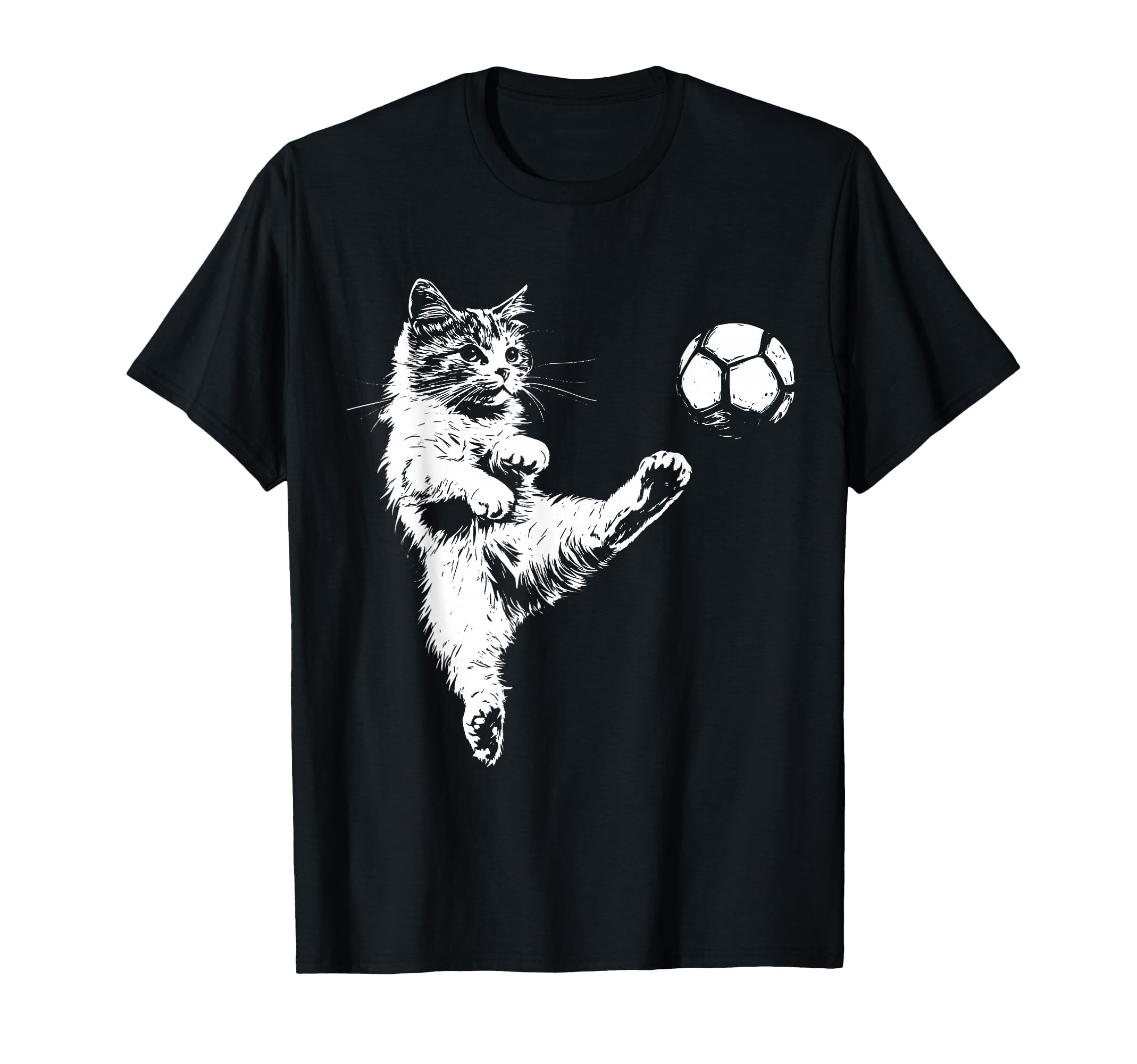 Funny Cat Soccer Ball T-Shirt - Unique Graphic Unisex