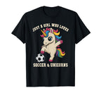 Kawaii Just Who Loves Soccer Unicorn T-Shirt - Minimalist Print Unisex