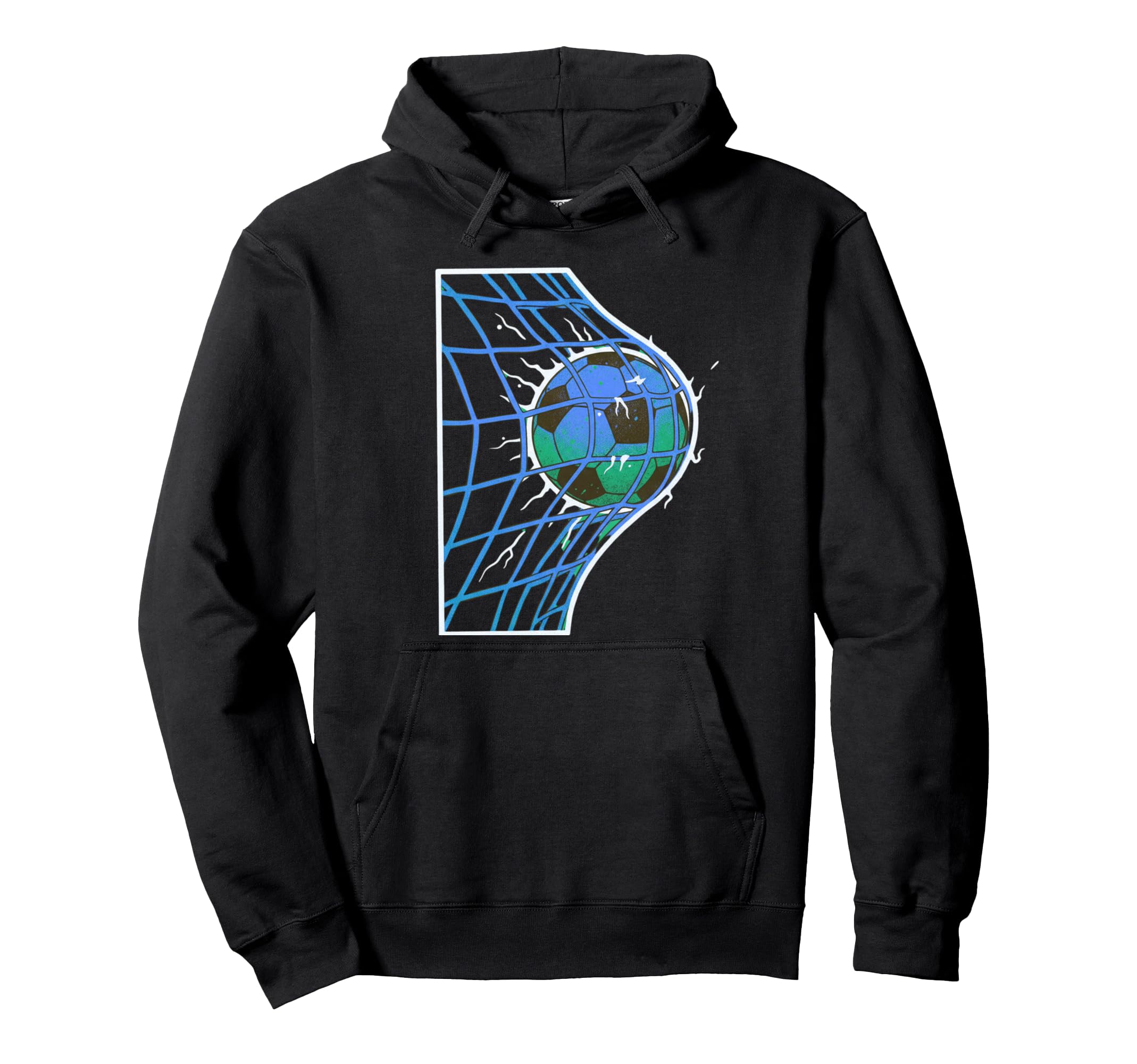 Soccer Ball Hitting Goal Net Action Hoodie - Fun Novelty Design Men Women