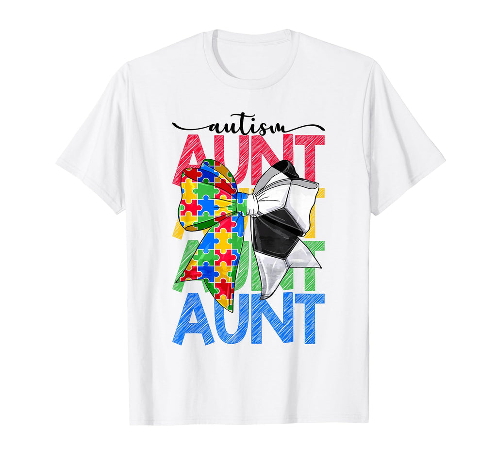 Autism Aunt Autism Awareness T-Shirt - Casual Everyday Wear Unisex