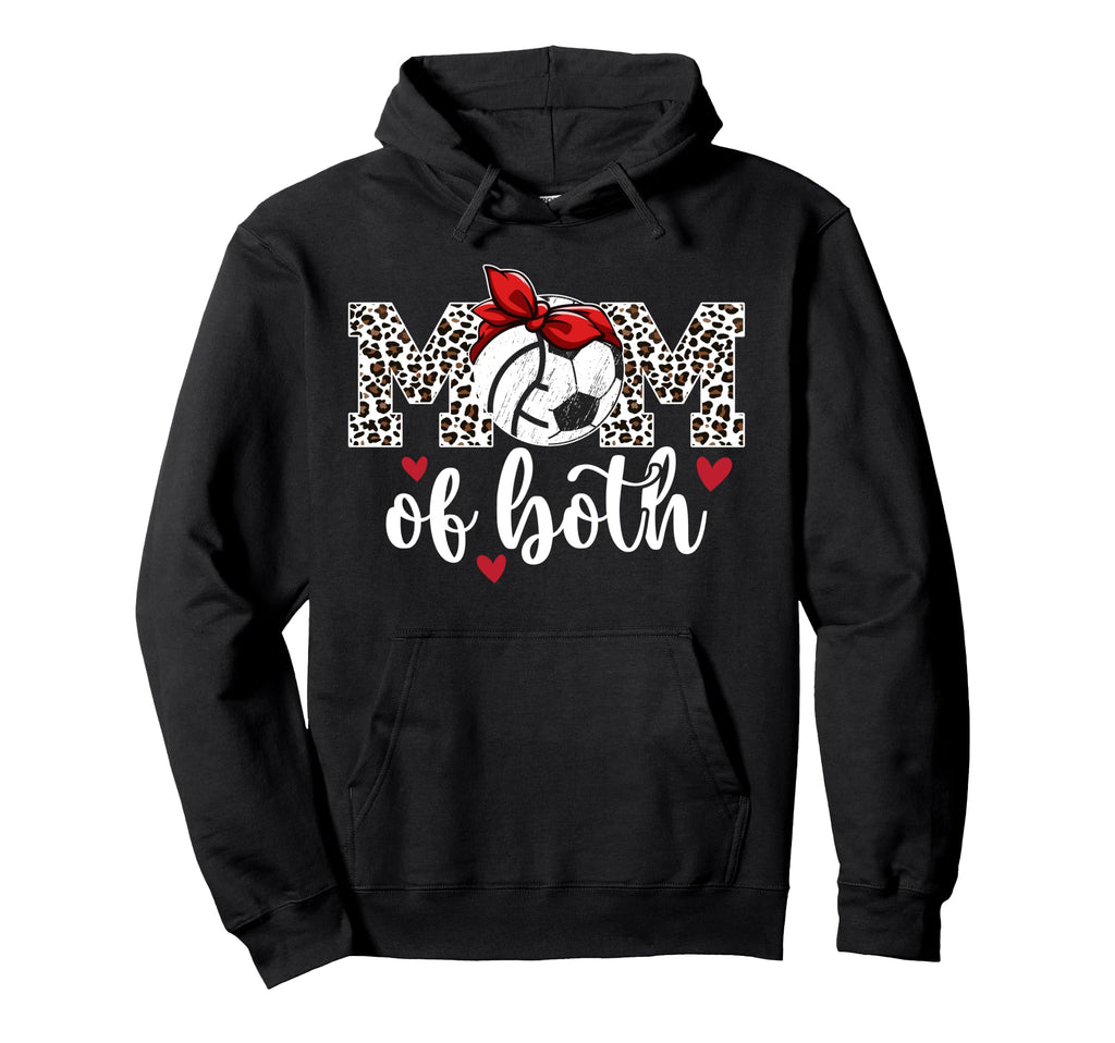 Mom Both Leopard Volleyball Soccer Mom Hoodie - Streetwear Style Men Women