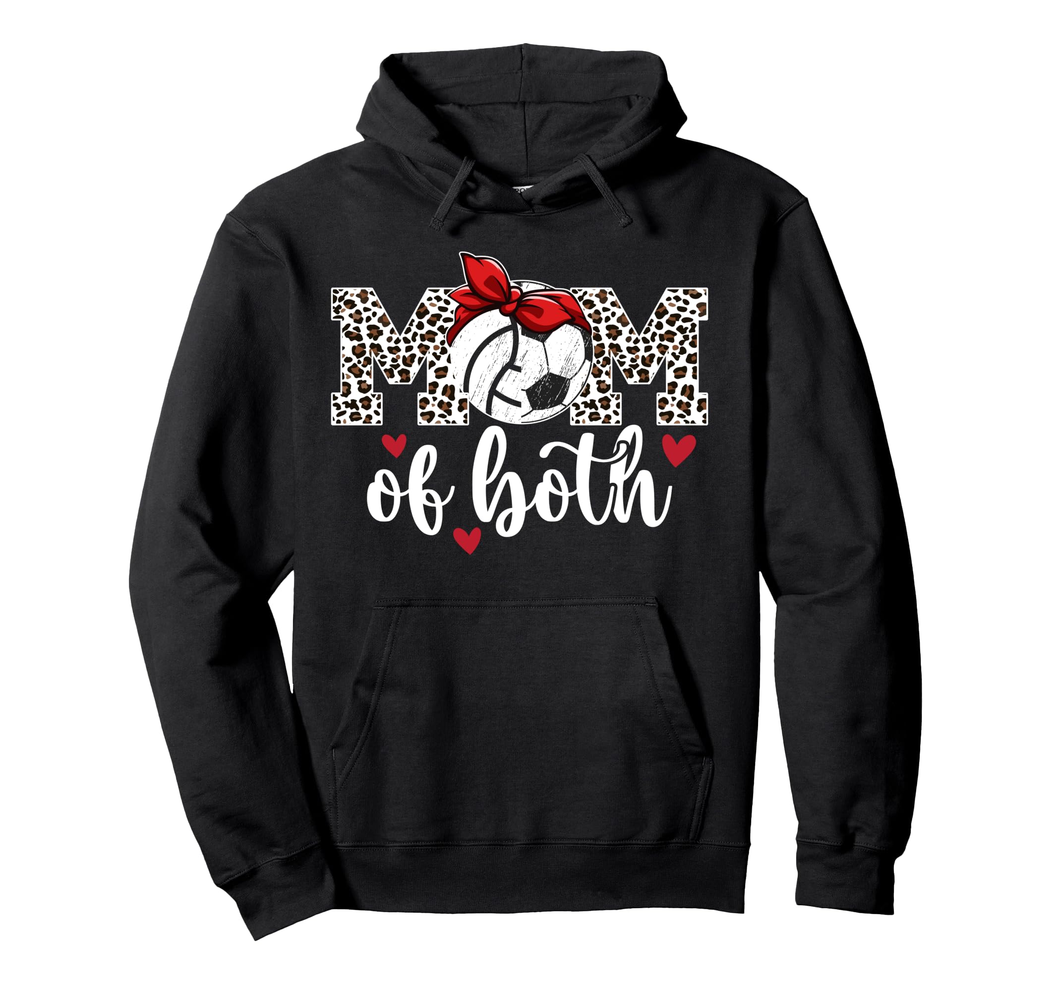 Mom Both Leopard Volleyball Soccer Mom Hoodie - Streetwear Style Men Women