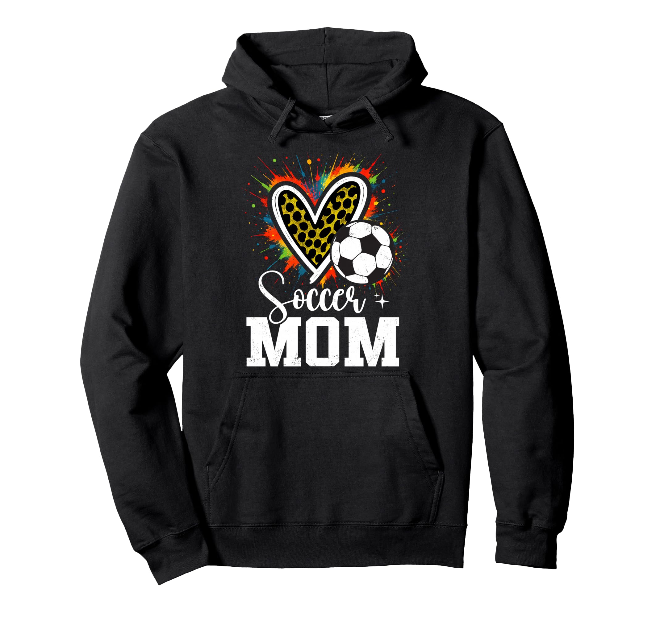 Soccer Mom Leopard Heart Colorful Hoodie - Custom Art Print for Adults