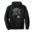 Kickin It T Rex Dinosaur Soccer Hoodie - Custom Art Print for Adults