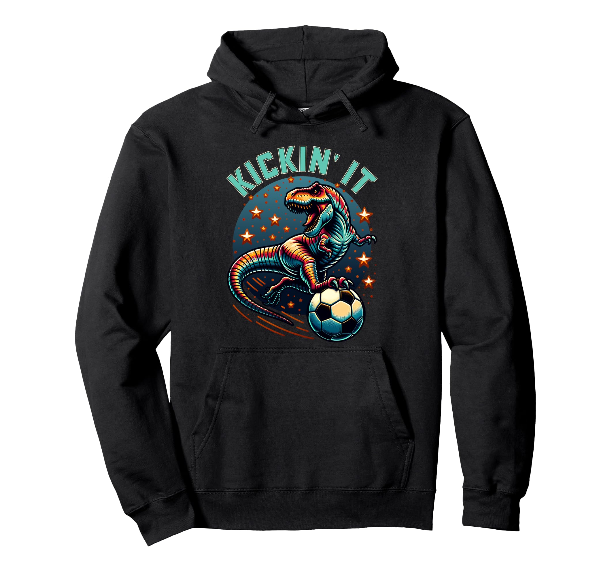 Kickin It T Rex Dinosaur Soccer Hoodie - Custom Art Print for Adults