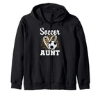 Soccer Aunt Leopard Heart Soccer Fan Hoodie - Unique Graphic Men Women