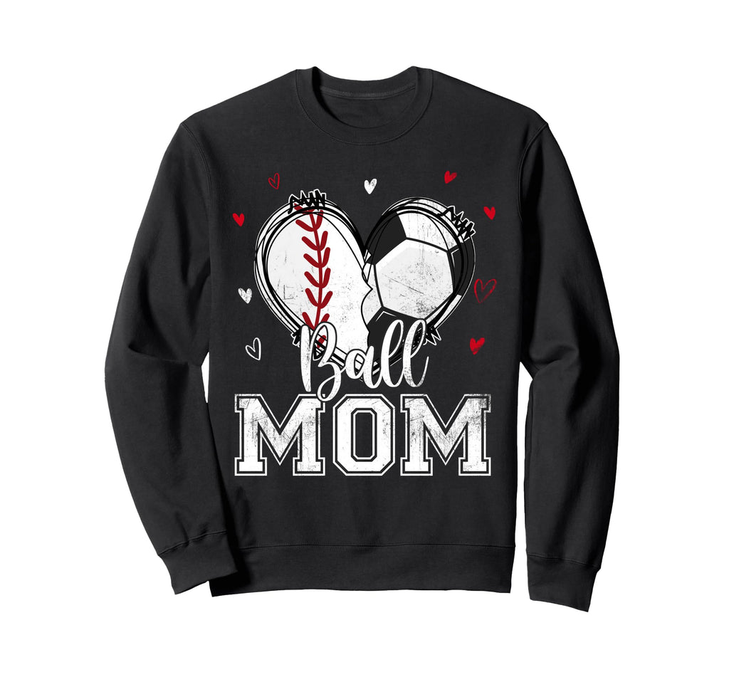 Ball Mom Baseball Soccer Heart Nana Sweatshirt - Unique Graphic Men Women