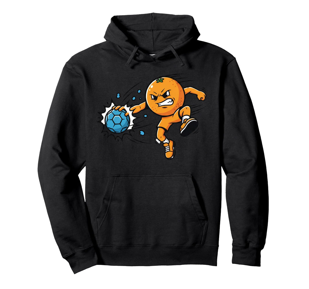 Orange Handball Soccer Attack Cartoon Hoodie - Streetwear Style Men Women