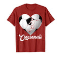 Cincinnati Soccer Heart Distressed T-Shirt - Fun Novelty Design Unisex
