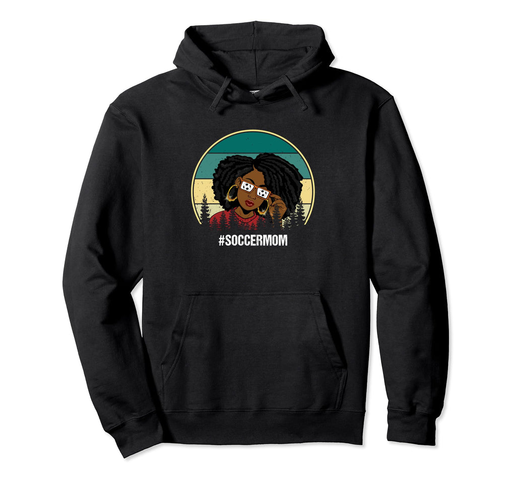 Black Soccer Mom Gifr Soccer Lover Hoodie - Unique Graphic for Adults