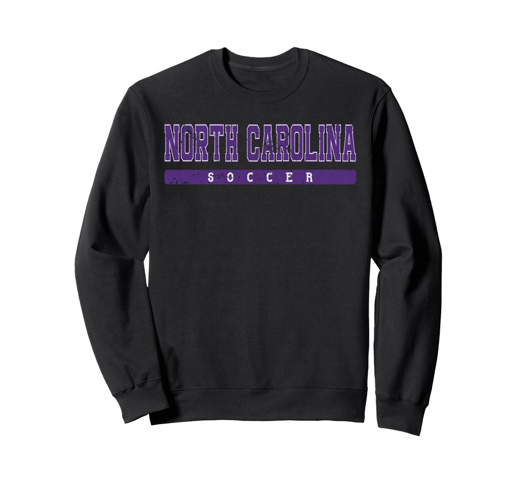 North Carolina Soccer Purple Text Sweatshirt - Unique Graphic Men Women