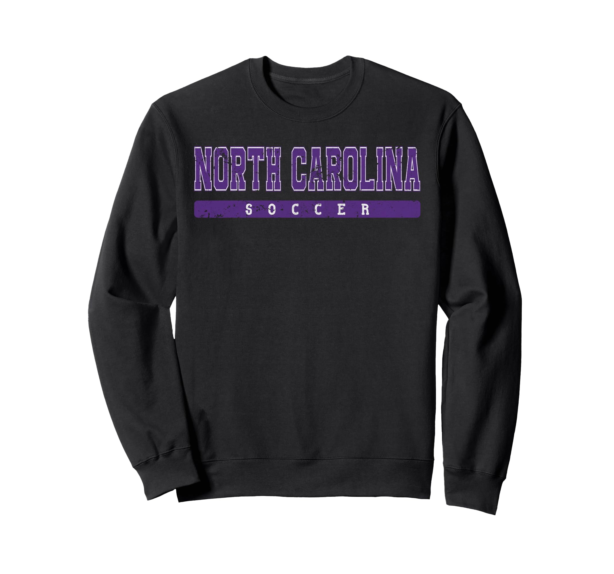 North Carolina Soccer Purple Text Sweatshirt - Unique Graphic Men Women