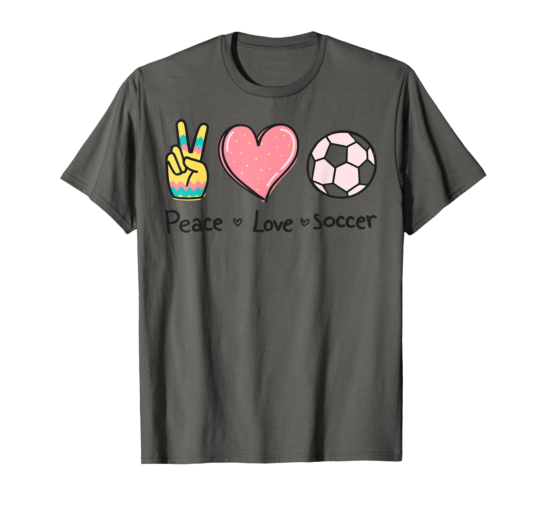 Peace Love Soccer Football Soccer T-Shirt - Trendy Graphic Men Women